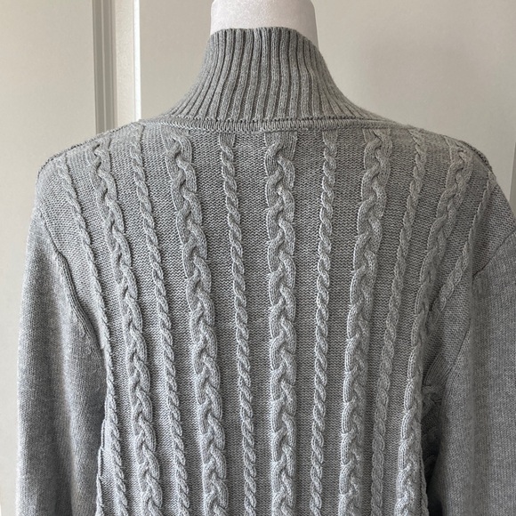 Talbots 1X Gray V-Neck Cable Knit Sweater NWT - Picture 8 of 11